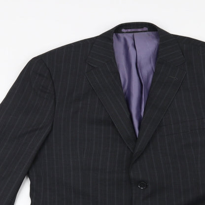 George Mens Blue Striped  Jacket Suit Jacket Size 40