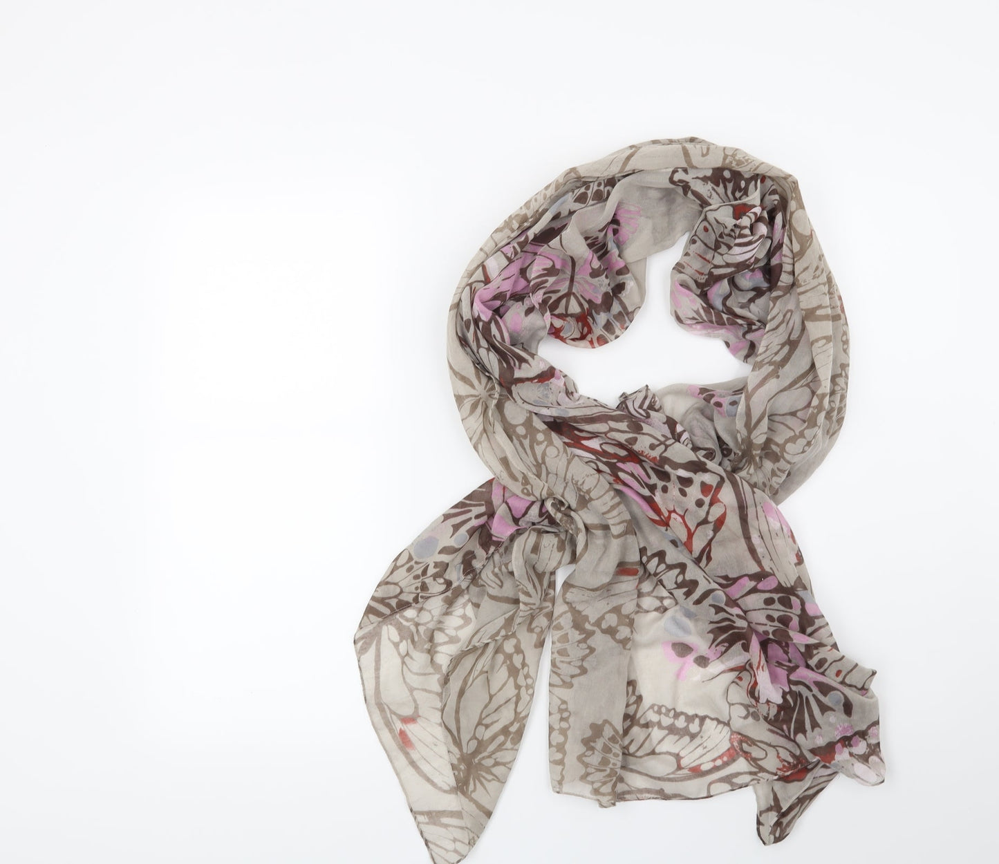 Preworn Womens Grey    Scarf   - Butterflies