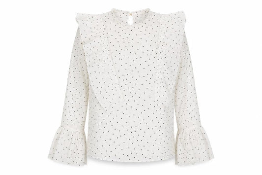 Vero Moda Womens White Polka Dot  Basic Blouse Size L