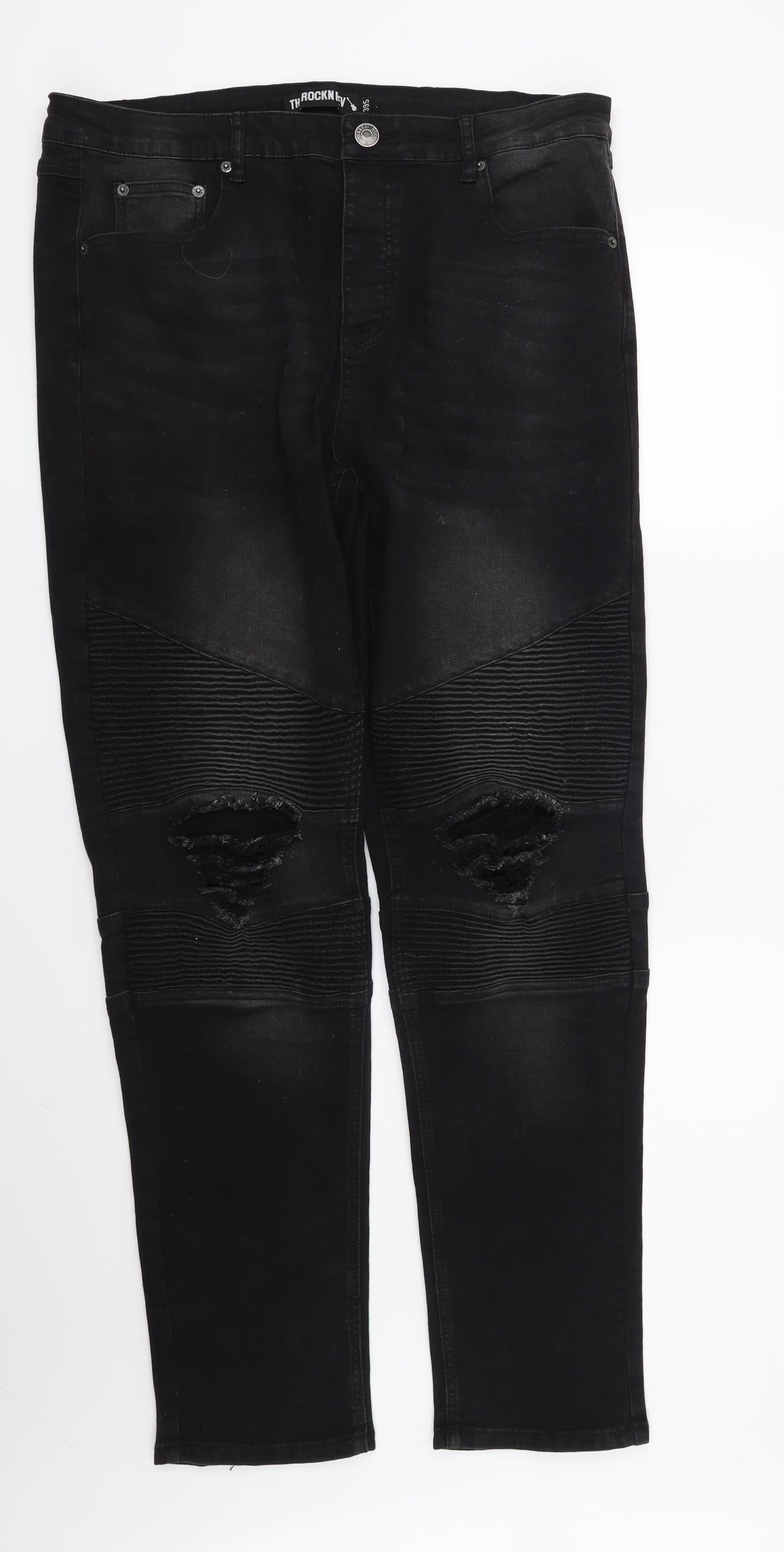 Mens UK Size 39 in The Rockn Rev Regular Fit Skinny Black Jeans