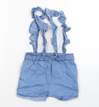 Matalan Girls Blue  Denim Dungaree One-Piece Size 9-12 Months