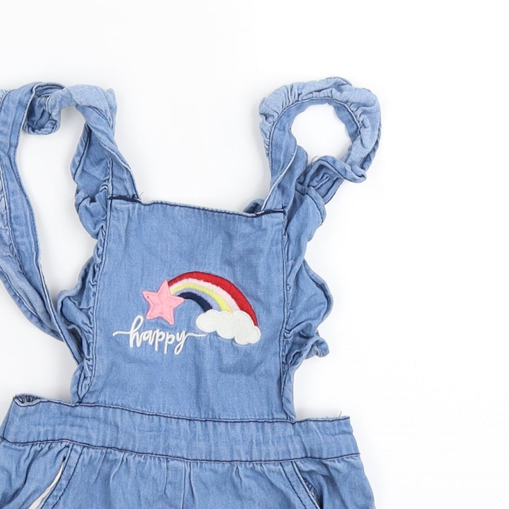 Matalan Girls Blue  Denim Dungaree One-Piece Size 9-12 Months