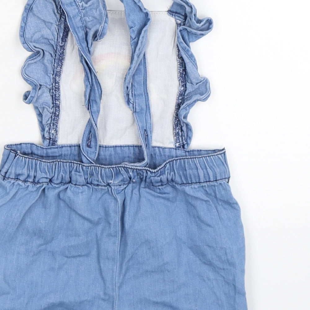 Matalan Girls Blue  Denim Dungaree One-Piece Size 9-12 Months