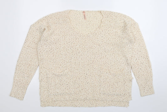 SWEEWE Womens Beige  Knit Pullover Jumper One Size
