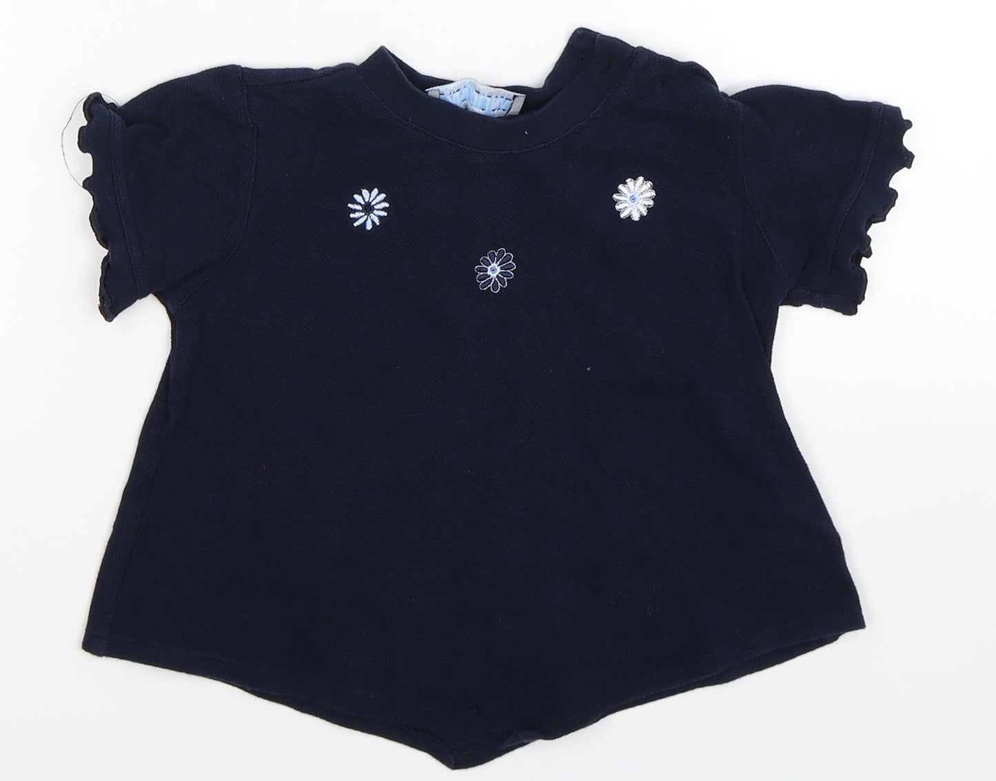 Pampolina Girls Blue Floral  Pullover Jumper Size 3 Years
