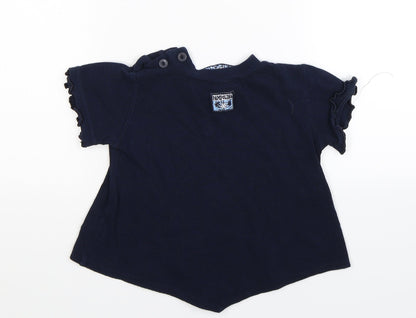 Pampolina Girls Blue Floral  Pullover Jumper Size 3 Years