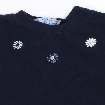 Pampolina Girls Blue Floral  Pullover Jumper Size 3 Years