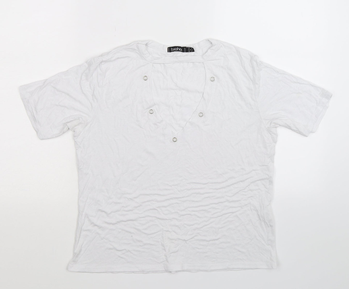 Womens UK Size 10 Boohoo White Basic T-Shirt