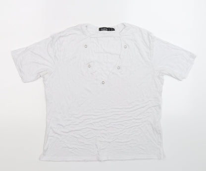 Womens UK Size 10 Boohoo White Basic T-Shirt
