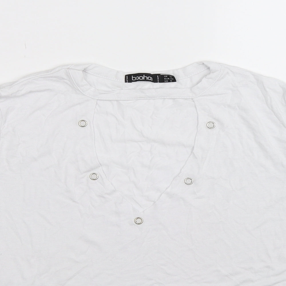 Womens UK Size 10 Boohoo White Basic T-Shirt