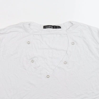Womens UK Size 10 Boohoo White Basic T-Shirt