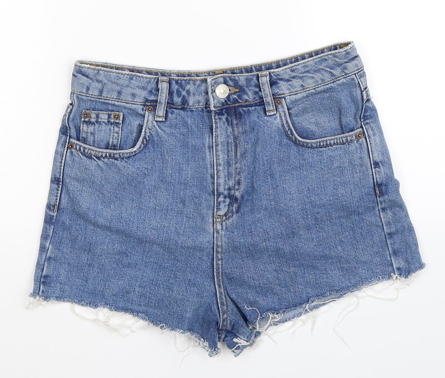 Topshop Womens Blue  Denim Hot Pants Shorts Size 8