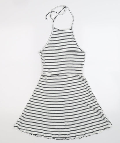 ASOS Womens White Striped  Fit & Flare  Size 8