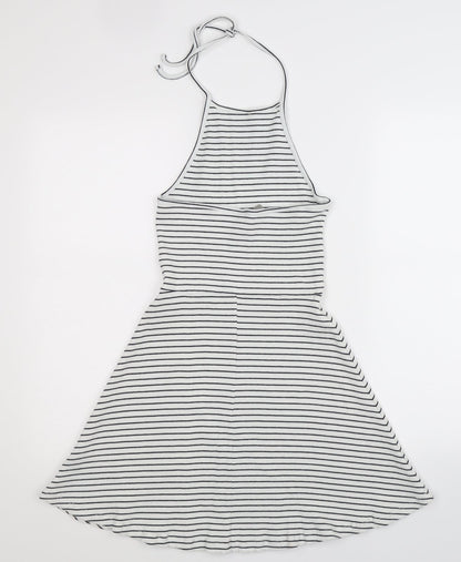 ASOS Womens White Striped  Fit & Flare  Size 8