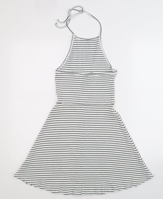 ASOS Womens White Striped  Fit & Flare  Size 8