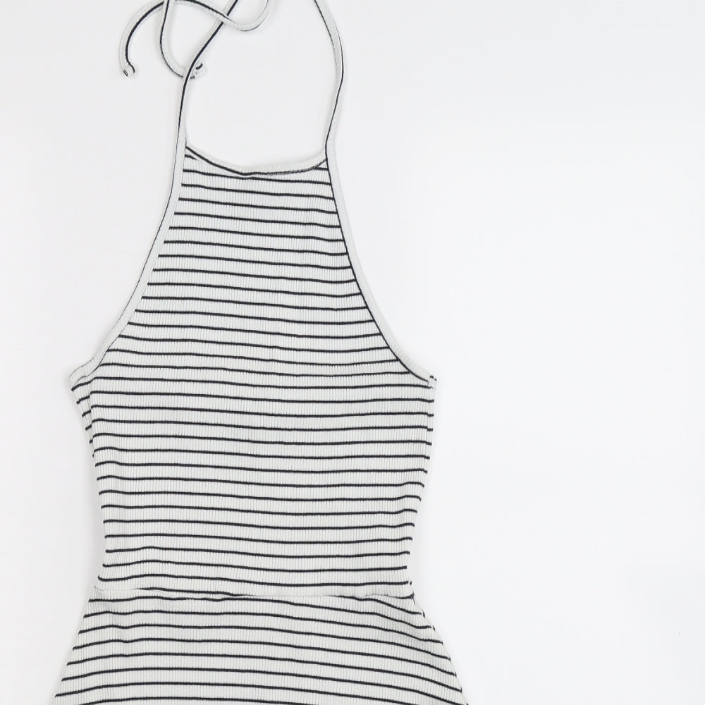 ASOS Womens White Striped  Fit & Flare  Size 8