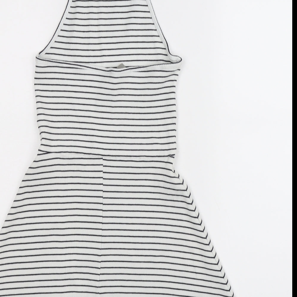 ASOS Womens White Striped  Fit & Flare  Size 8