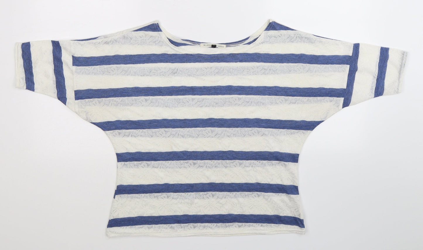 Womens UK Size 10 Blonde & Blonde White Basic T-Shirt