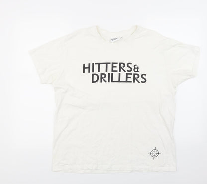 Hitters & Drillers Mens White    T-Shirt Size L