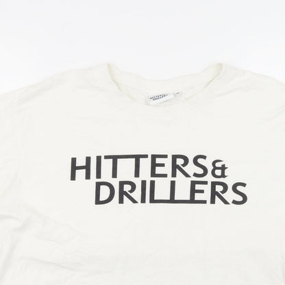 Hitters & Drillers Mens White    T-Shirt Size L
