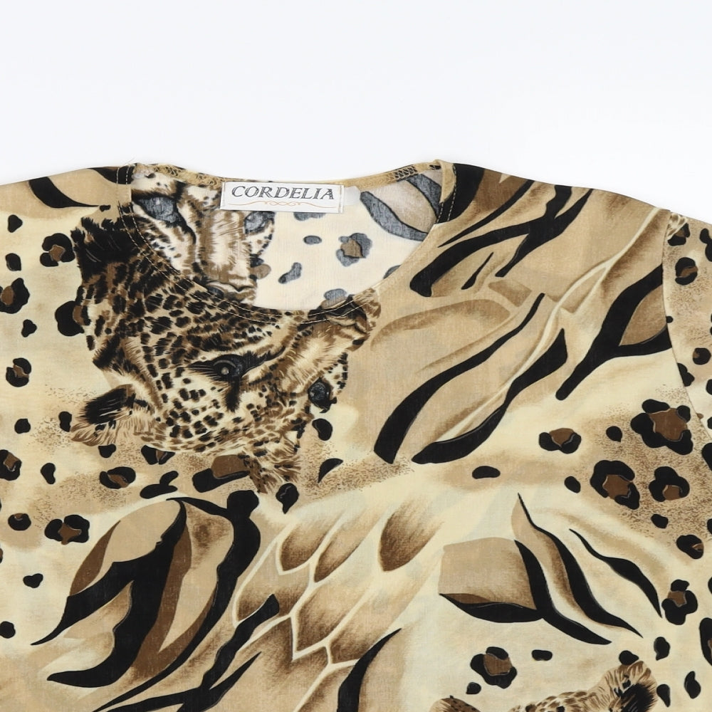 Cordelia  Womens Brown Animal Print  Basic Blouse Size 12