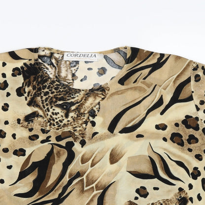 Cordelia  Womens Brown Animal Print  Basic Blouse Size 12