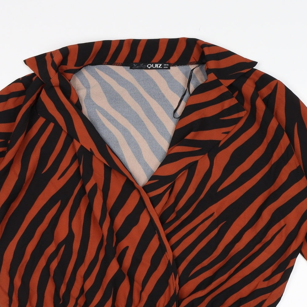 Quiz Womens Brown Animal Print  Bodysuit One-Piece Size 10