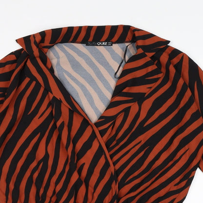 Quiz Womens Brown Animal Print  Bodysuit One-Piece Size 10