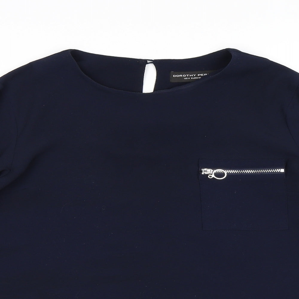 Womens UK Size 8 Dorothy Perkins Blue Basic Blouse