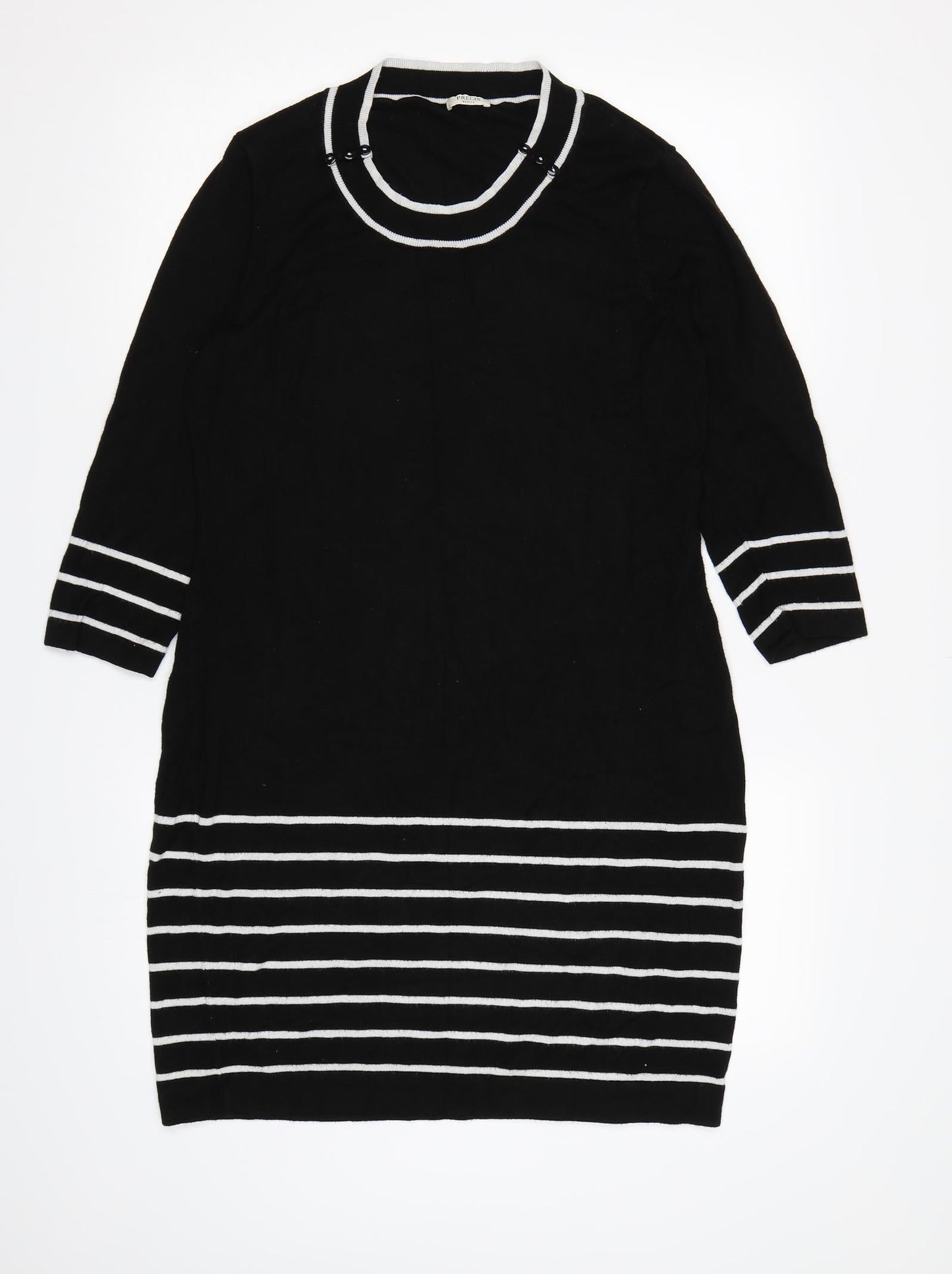 Precis Womens Black Striped Knit Jumper Dress  Size M