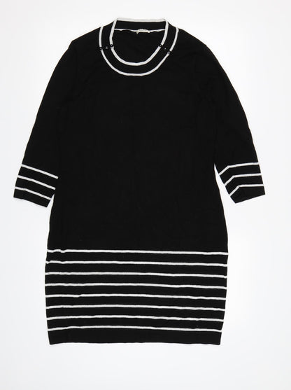 Precis Womens Black Striped Knit Jumper Dress  Size M