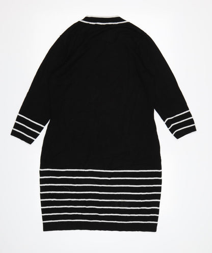 Precis Womens Black Striped Knit Jumper Dress  Size M