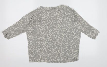 New Look Womens Grey Animal Print Knit Pullover Jumper Size 8