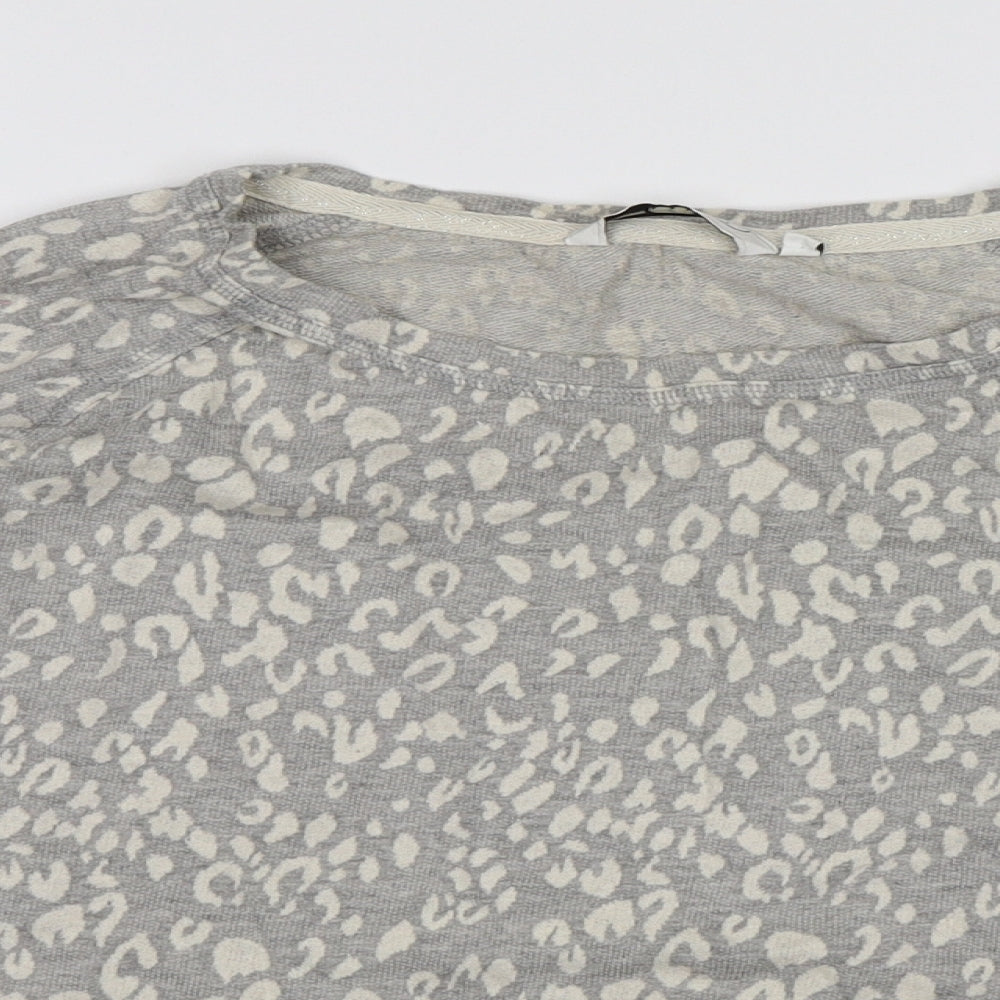New Look Womens Grey Animal Print Knit Pullover Jumper Size 8