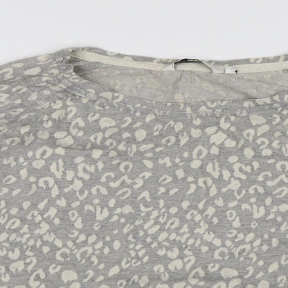 New Look Womens Grey Animal Print Knit Pullover Jumper Size 8