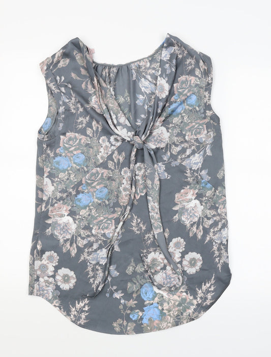 NEXT Womens Grey Floral  Basic Blouse Size 10