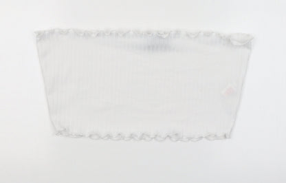 Womens UK Size 14 PRETTYLITTLETHING White Cropped Blouse