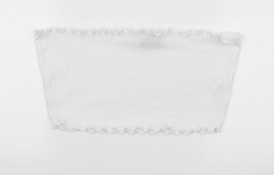 Womens UK Size 14 PRETTYLITTLETHING White Cropped Blouse
