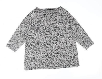 Bonmarché Womens Grey Animal Print  Tunic T-Shirt Size 14