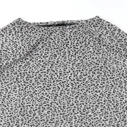 Bonmarché Womens Grey Animal Print  Tunic T-Shirt Size 14