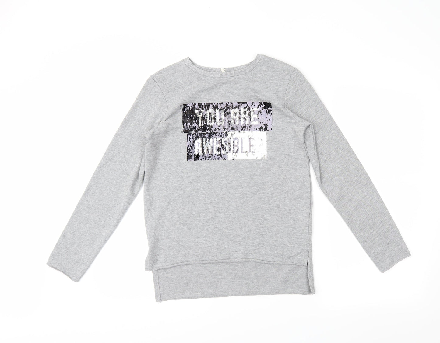 YD Girls Grey   Pullover Sweatshirt Size 11-12 Years  - Reversible sequins