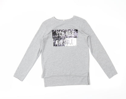 YD Girls Grey   Pullover Sweatshirt Size 11-12 Years  - Reversible sequins