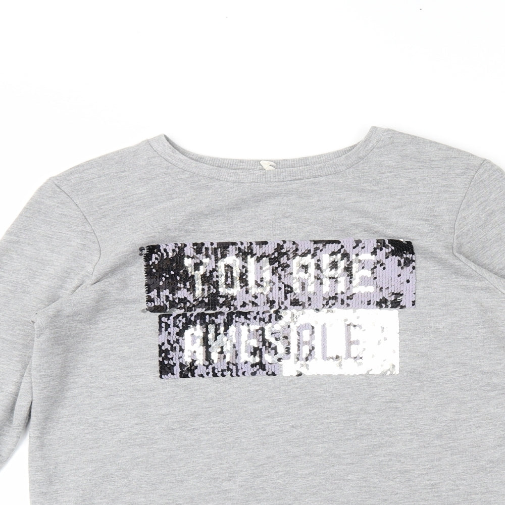 YD Girls Grey   Pullover Sweatshirt Size 11-12 Years  - Reversible sequins