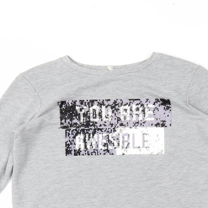 YD Girls Grey   Pullover Sweatshirt Size 11-12 Years  - Reversible sequins