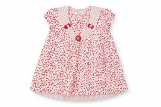 Preworn Girls Red Floral  Fit & Flare  Size 9-12 Months