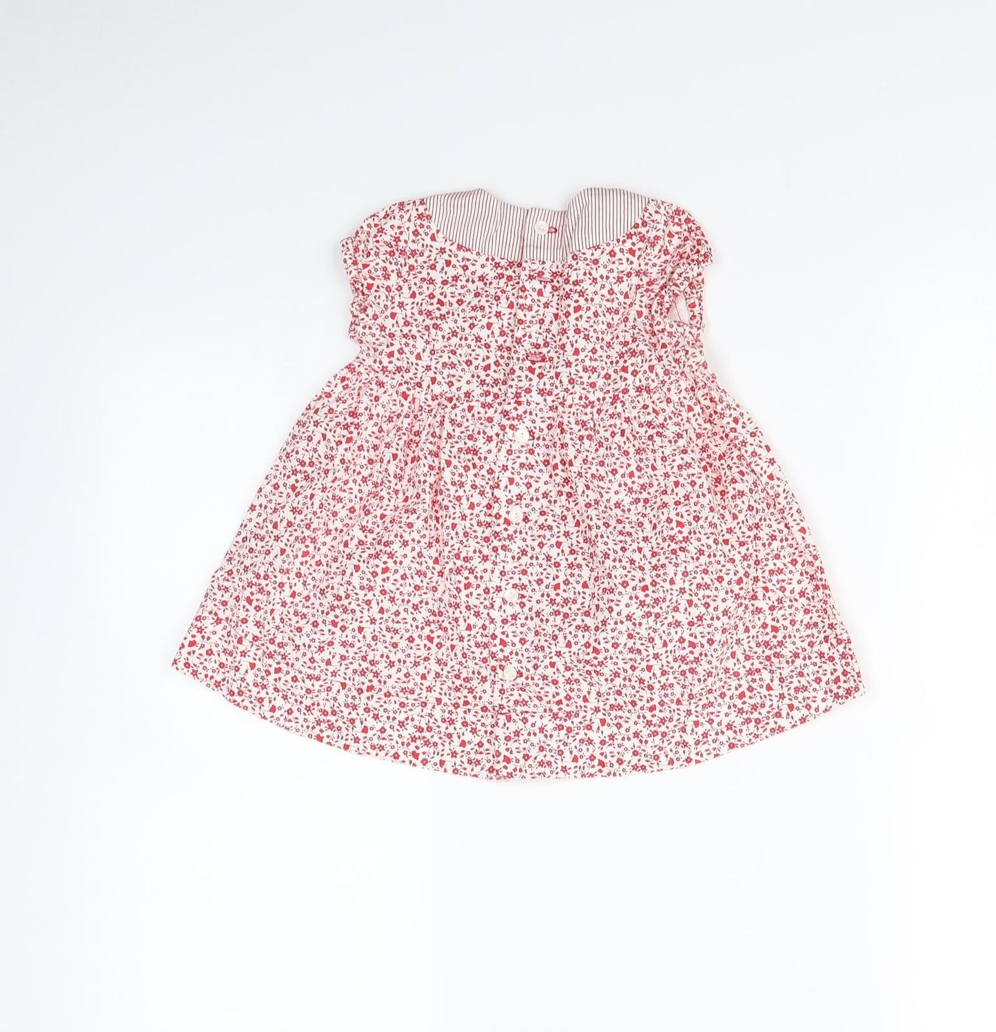 Preworn Girls Red Floral  Fit & Flare  Size 9-12 Months