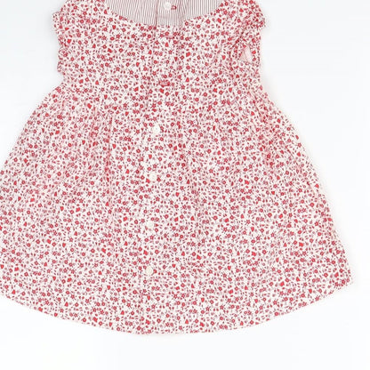 Preworn Girls Red Floral  Fit & Flare  Size 9-12 Months