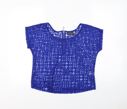 Womens UK Size 10 Select Blue Cropped T-Shirt