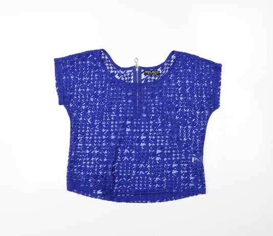 Womens UK Size 10 Select Blue Cropped T-Shirt
