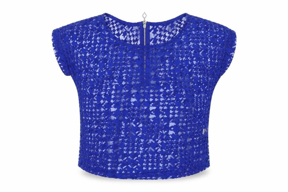 Womens UK Size 10 Select Blue Cropped T-Shirt